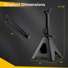 6 Ton 13000 lbs Capacity Metal Car Lifting Stands with 14-23 Inch Adjustable Height