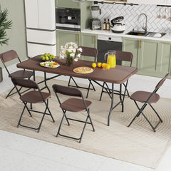 6 ft Portable Folding Table with Rattan-Like HDPE Tabletop and Safe Lock Mechanism