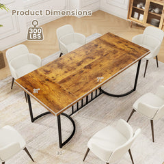 71 Inch Large Dining Table for 6-8 People Rectangular Wood Kitchen Table