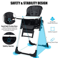 4-in-1 High Chair–Booster Seat with Adjustable Height and Recline In Black