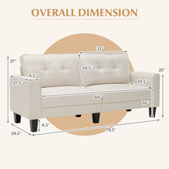 79.5 Inch Fabric Loveseat Sofa with 2 Removable Back Cushions