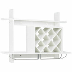 Wall Mount Wine Rack Organizer with Glass Holder Storage Shelf