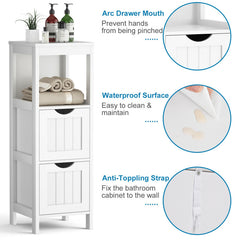 Floor Multifunction Bathroom Storage Organizer Rack with 2 Drawers
