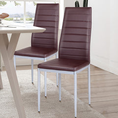 4 Pieces PVC Elegant Design Leather Dining Chairs with Solid Metal Legs