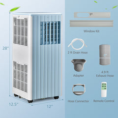 10000 BTU(Ashrae) Portable Air Conditioner Cools 350 Sq.Ft with Dehumidifier