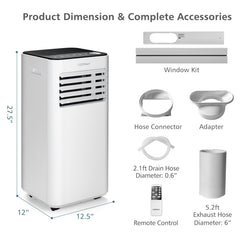 8000 BTU(Ashrae) Portable Air Conditioner with Fan