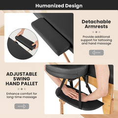 84 Inch Foldable Massage Table with Carrying Bag and Height Adjustable