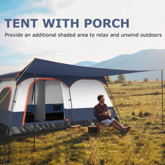 8-10 Person Camping Tent with Double Rooms and 2 Doors