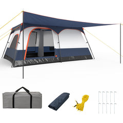 8-10 Person Camping Tent with Double Rooms and 2 Doors