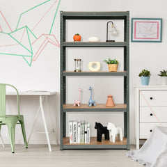 2 Pieces 5-Tier Metal Storage Shelves with Adjustable Shelves