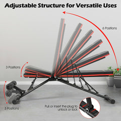 Foldable Weight Bench Multifunctional Dumbbell Gym Bench with Elastic Ropes