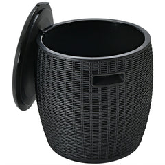 9.5 Gallon 4-in-1 Patio Rattan Cool Bar Cocktail Table Side Table
