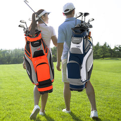 10.5 Inch Golf Cart Bag with 14 Way Dividers and 7 Zippered Pockets