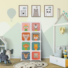 8-Cube Kids Wardrobe Closet with Clothes Hanging Section and Doors