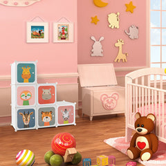 8-Cube Kids Wardrobe Closet with Clothes Hanging Section and Doors