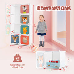 8-Cube Kids Wardrobe Closet with Clothes Hanging Section and Doors
