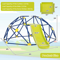 Kids Climbing Dome with Slide and Fabric Cushion for Garden