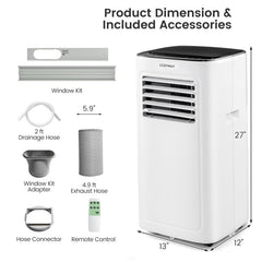 9000 BTU(Ashrae) Air Conditioner with Dehumidifier and 24H Timer