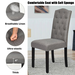 Set of 2 Modern Tufted Dining Chairs with Padded Seat