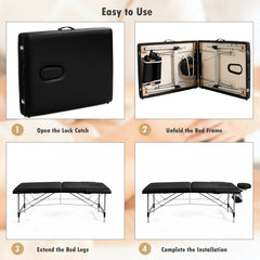 84 Inch L Portable Adjustable Massage Bed with Carry Case for Facial Salon Spa