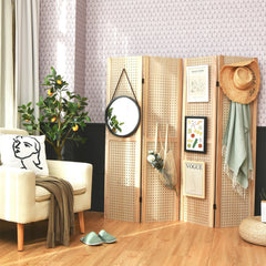 4-Panel Pegboard Display 5 Feet Tall Folding Privacy Screen