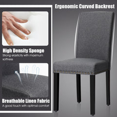 Set of 2 Fabric Upholstered Dining Chairs with Nailhead