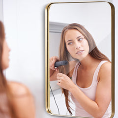 32 x 20 Inch Metal Frame Wall-Mounted Rectangle Mirror