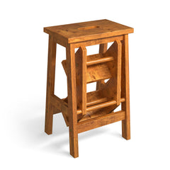 3-in-1 Rubber Wood Step Stool with Convenient Handle