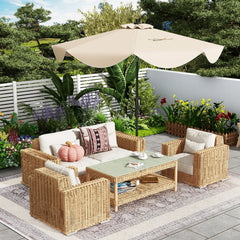 9 FT Patio Umbrella with Crank Handle and Push Button Tilt