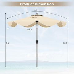 9 FT Patio Umbrella with Crank Handle and Push Button Tilt