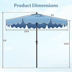 9 Feet Patio Umbrella with Crank Handle and Push Button Tilt