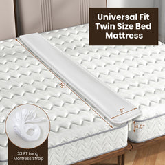 9/12 Inch Wide Bed Bridge Twin to King Converter Kit with Strap