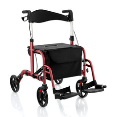 2 in 1 Rollator Walker Aluminum Walking Aid Assistant with Storage Space