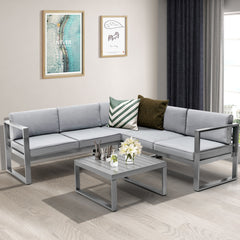 4 Pieces Aluminum Patio Furniture Set with Thick Seat and Back Cushions