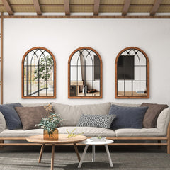 Arched Window Finished Mirror with Back Board