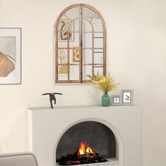 Arched Window Pane Farmhouse Wall Mounted Decorative Mirror