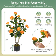 36 Inch Artificial Camellia Tree with Blooming Flower 1 Pack