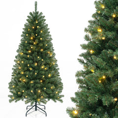 6/7/8 FT Artificial Christmas Tree with 568/830/1182 Branch Tips and 200/250/400 Warm White LED Lights