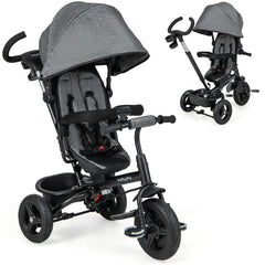 4-in-1 Baby Tricycle Toddler Trike with Reversible Seat and 5-Point Safety Harness
