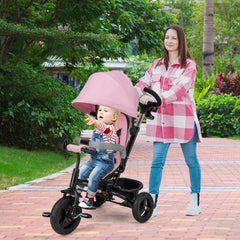4-in-1 Baby Tricycle Toddler Trike with Reversible Seat and 5-Point Safety Harness