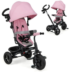 4-in-1 Baby Tricycle Toddler Trike with Reversible Seat and 5-Point Safety Harness