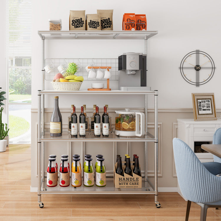 Stackable Bakers Racks 4-Tier Bakers Rack on Wheels with Adjustable Shelves – EZ Shop