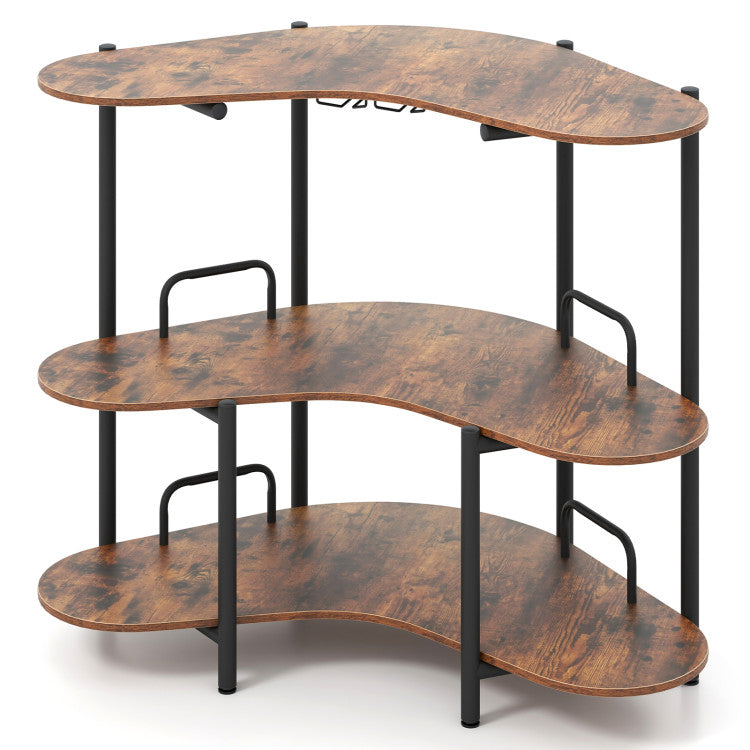 3 Rack Table 3-Tier Liquor Bar Table with Stemware Racks and Storage Shelves – EZ Shop