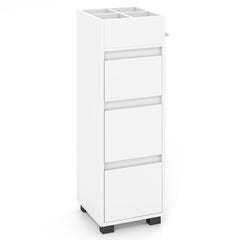 Bathroom Floor Cabinet with 3 Drawers, 4 Top Dividers and 1 Towel Rack