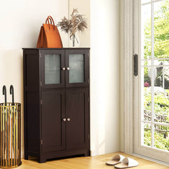 Bathroom Floor Storage Locker Kitchen Cabinet with Doors and Adjustable Shelf