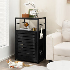 Cat Litter Box Enclosure with Louvered Door and 3-Tier Shelf