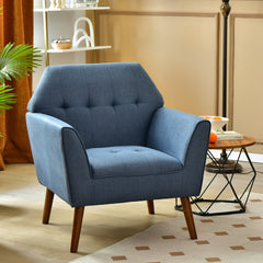 Modern Tufted Fabric Accent Chair with Rubber Wood Legs