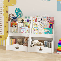 4-Tier Kids Bookshelf with Shelves and Compartment for Toddlers