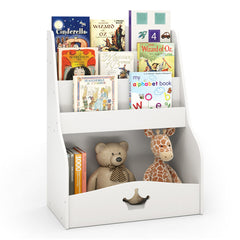 4-Tier Kids Bookshelf with Shelves and Compartment for Toddlers