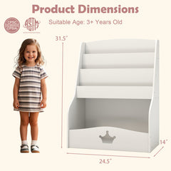 4-Tier Kids Bookshelf with Shelves and Compartment for Toddlers